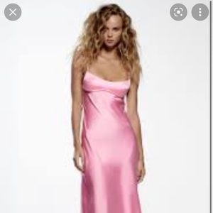 Zara TikTok viral dress pink satin LARGE
